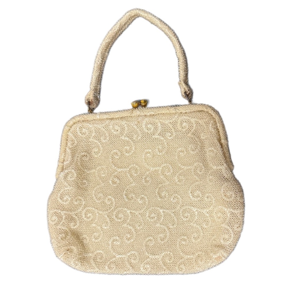 Vintage  Cream Beaded Lumured Handbag